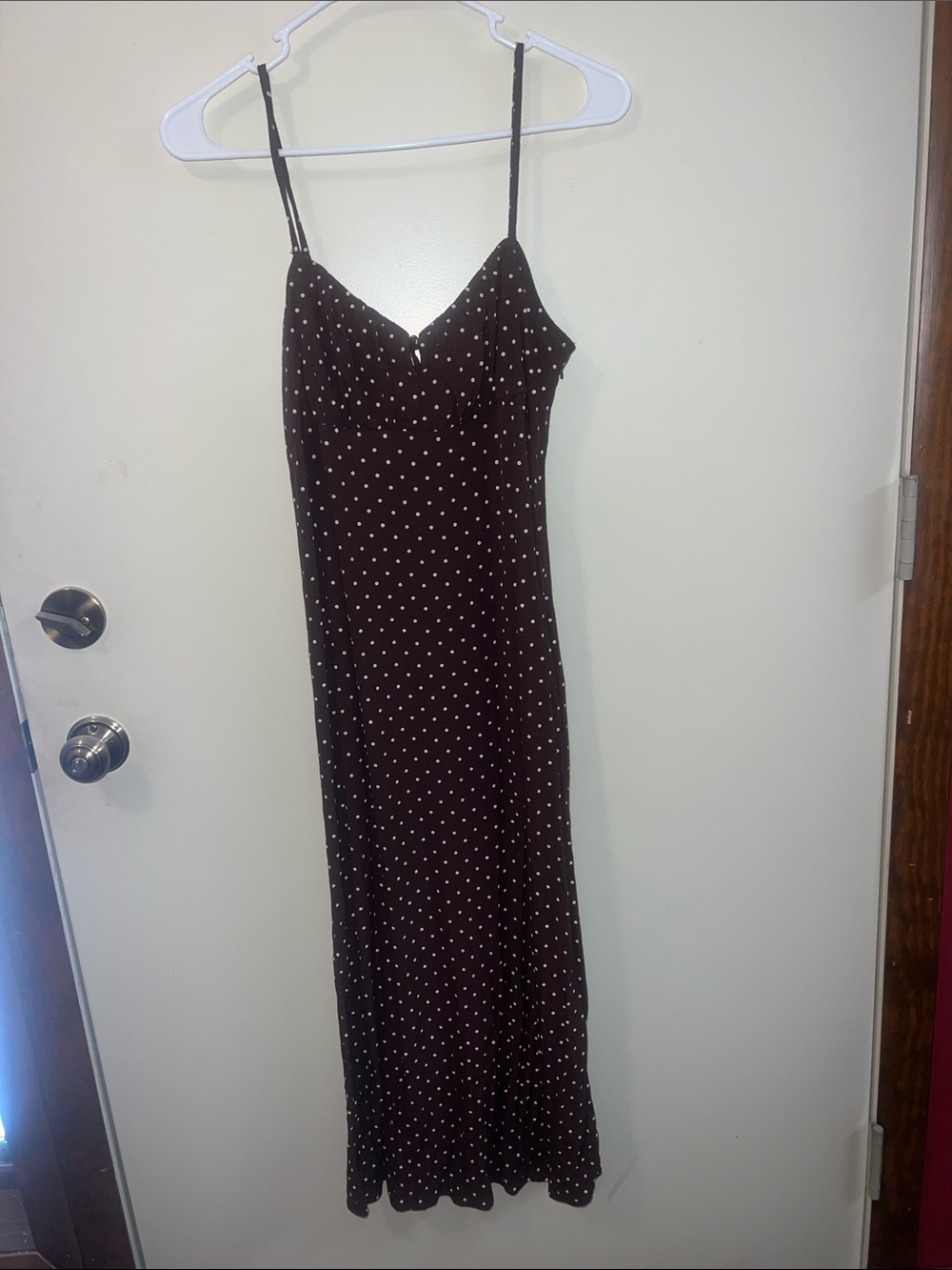 American Eagle Outfitters Brown Polka Dot Maxi Dress